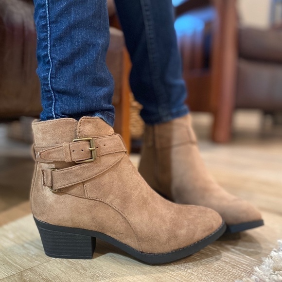 Taupe Vegan Suede Ankle Boots - Picture 2 of 7